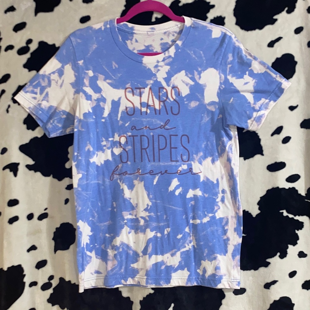 Stars and Stripes Forever Women's Tee - Blue and White